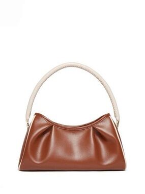 NEW! Elleme Paris Cognac/Beige DIMPLE Small Leather Bag Purse Gold Plated